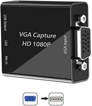 ABUNRO VGA Capture Card, VGA to USB Capture Device with Mic input Support Full HD 1080P Video for Gaming, Streaming, Teaching, Video Conference, Live Broadcasting