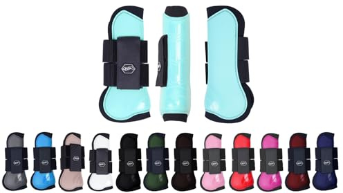 NETPROSHOP Shetty Pony Full Hartschalen Gamaschen Anatomisch Geformt mit Neoprenfutter, Groesse:Pony, Farbe:Ice Green