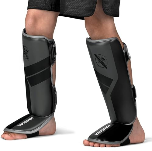 Hayabusa S4 Kids Shin Guards, Muay Thai, MMA, Kickboxing, Martial Arts - Charcoal, Small/Medium