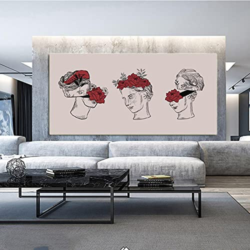 Moderne Große Größe Abstrakte Gips Bild Leinwand Kunst Wandmalerei Porträt Poster HD Druck Für Wohnzimmer Wohnkultur 60x120 cm Rahmenlos