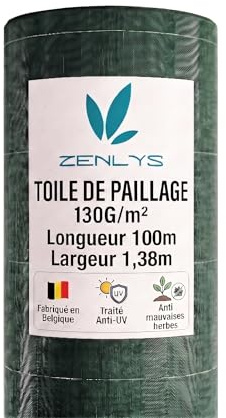 130g/m2 Toile Bache de paillage tissée Anti-Mauvaises Herbes Largeur 1,38m Longueur 100m