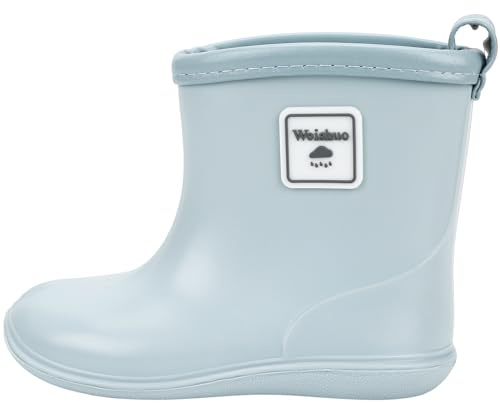 Weishuo Botas de Agua para Niños Unisex Bota de Goma Impermeable Lluvia Bebé Niñas, Talla del Fabricante 13, 20 EU, Azul claro
