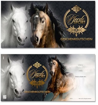 GESCHENKGUTSCHEINcom by POS-HAUER. 50 Gutscheine. Blanko zum Selbstausfüllen. Für Reitsportgeschäft Reitsport Reitstall. Reitgutschein.