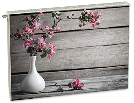 Magnet Heizkörperverkleidung Heizkörperabdeckung Grau Blumen Holz 80x60 cm Heizung Abdeckung Verkleidung Magnetische Abdeckmatte Kühlschrank aus Einem Flexiblen Magneten Digitaler Aufdruck