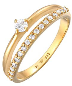 Elli Ring Damen Verlobungsring Solitär Funkelnd mit Zirkonia Kristallen in 925 Sterling Silber