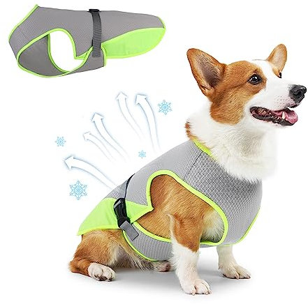COMFPET Kühlweste für Hunde, Leichtgewicht Hunde Kühlung für Sommer, Kühl Und Bequem Hundemantel, UV-Schutz Hundekühlwesten für Outdoor Aktivitäten und Camping, L