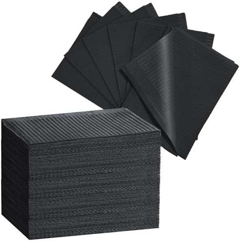 EZEELAI Black Dental Bibs Einweg-Bibs, 33 x 45,7 cm, 50 Stück, Tattoo-Papier, Npkins, 3-lagig, wasserdicht, für Zahnärzte oder medizinische Zahnärzte, Abdeckung und Nagelabdeckung