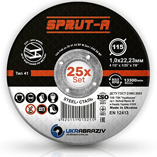 25 Stück SPRUT-A Profi Trennscheiben 115 x 1,0 mm für Metall, Stahl etc. | Flexscheibe Set für Winkelschleifer
