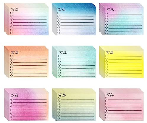 450 Blätter To Do Liste,9 Farben Haftnotizen Set,10 * 7cm Selbstklebende Klebezettel,Bunt Linierte Sticky Notes,Haftnotizen Notizzettel,Tagesliste Notizblock für Büro Zuhause Schule
