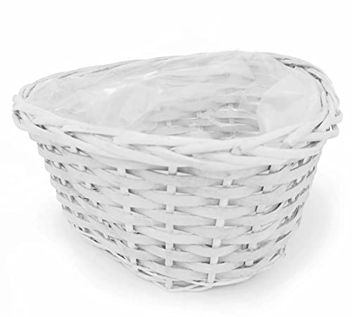 Cesta Tres Macetas Mimbre Blanco 34x34 H 15 Decoración Composición Floral