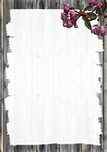 Designpapier Kirschblüte DP1893 – 25 Blatt Briefpapier – Hochwertiges Motivpapier Geburtstag, Einladung, Brief, Jubiläum, Liebesbrief – Laser- & Inkjetdrucker geeignet – Druckerpapier A4 90g/m²