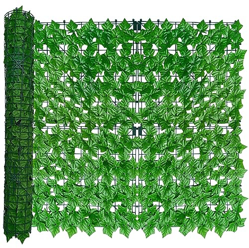 ODTORY Edera artificiale per recinzioni, 40 x 120 cm, in finto sfondo anti-UV, siepi di edera, foglie di vite, pannelli di recinzione per patio, balcone, giardino, cortile, decorazione da parete per