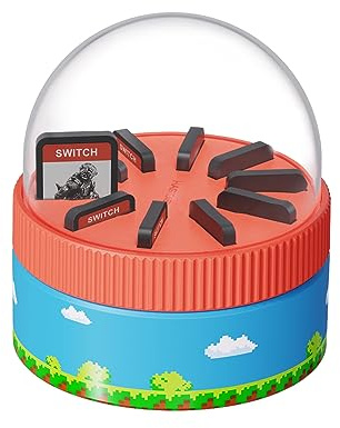 Hagibis Game Storage Case for Nintendo Switch, PS Vita, Rotating Game Card Case with 10 Card Slots, Magnetic Draw Card Portable Switch Game Cartridge Holder (Blue)