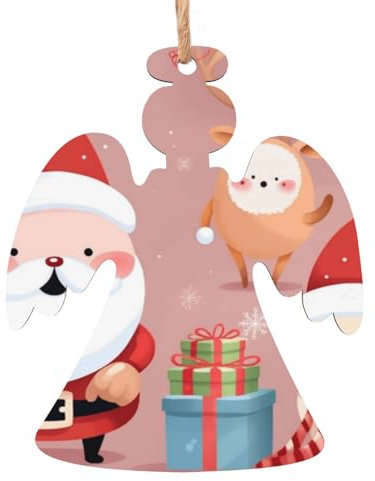 Niedliche Weihnachtsferien Holz Weihnachtsengel Form Ornamente Holz Weihnachtsbaum Hängende Dekoration Weihnachtsbaum Ornamente mit Seilen für Weihnachten Urlaub Dekorationen