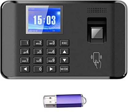 Sunydog Anwesenheitserkennung, intelligenter biometrischer Fingerabdruck, Anwesenheitserkennung für Mitarbeiter, 2,4-Zoll-LCD-Bildschirm, Personalausweisfunktion