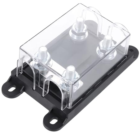 BOWAREPRO 1 Stück 2 Fach Mega Sicherungshalter (ANM-B2), 2-Wege Mega Sicherungshalter mit Transparenter Schutzhülle, für Schraubbare Mega Sicherungshalter LKW PKW Wohnmobil