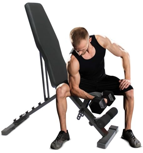 LSKSSNG Adjustable & Foldable Weight Bench Press, Decline Bench for Dumbbell Exercise, 600LBS Strength Training Benches for Full Body Workout, Multi-Purpose Incline Decline Workout Bench for Home Gym