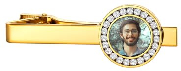 Custom4U Personalisierte Krawattenklammer Herren mit Fotogravur Edelstahl Krawattennadel Gold Männer Jungen Tie Clip für Krawatten-Zubehör