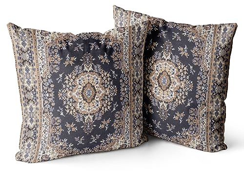 Snylcce 2er Set Boho Kissenbezüge Dekokissen 45 x 45 Samt Soft Kissenbezug Böhmischer Retro Ethno Dekorative Kissenhülle Zierkissenbezüge für Sofa Schlafzimmer Zuhause Dekoration Schwarzgold