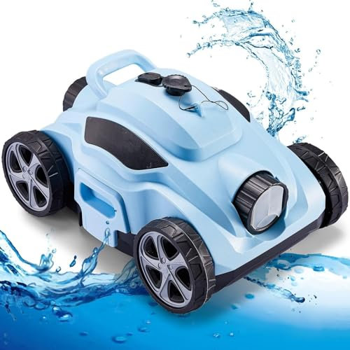 HmLotd Robots nettoyeurs de Piscine, Robot Nettoyeur de Piscine sans Fil, jusqu'à 110 Minutes d'autonomie, Aspiration puissante, avec poignée supérieure et Filtre, Nettoyage pour piscines Hors Sol ou