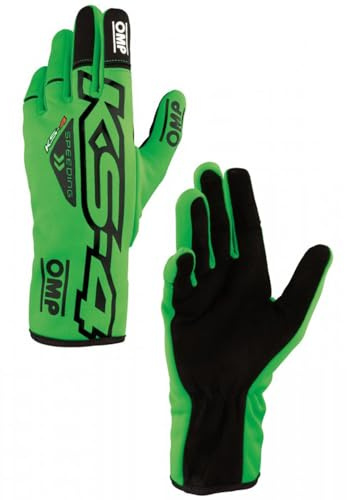 Ompracing Guantes Omp Kart KS-4, Verde Fluo/Negro, Talla M