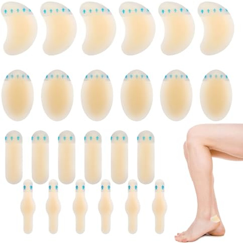 24 PCS Invisible Hydrocolloid Blister Plasters - Waterproof Cushion Protector for Feet, Heels, Fingers, Toes, and Forefoot