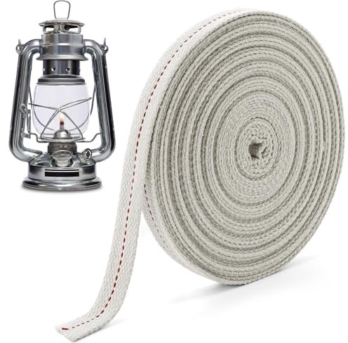 Okoss 10m Docht für Öllampen, 12mm Flache Baumwolle Petroleumlampe Docht, Öllampendocht Lampendocht Ersatzdocht für Gartenfackel, Laterne, Petroleumlampe, Öllampe Beleuchtung