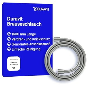 Duravit Universal Brauseschlauch, flexibler Duschschlauch 1,6 m mit Verdrehschutz, knickfest, Edelstahl Gebürstet