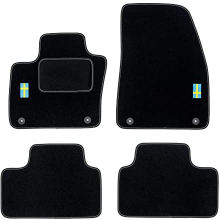 MOTOS Personalisierte Velours-Fußmatten passend für Volvo XC90 II ab 2015 - Personalisierte, Matt, Weiß - halten Sie Ihr Auto sauber und komfortabel mit unseren Fußmatten