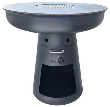 DreamGarden Grill Circle Feuerplatte mit Grillrost Feuerschale Feuerkorb Grillplatte Feuerstelle Grillring schwarz Feuerplattengrill BBQ