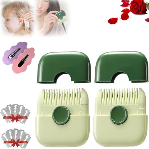 Split End Trimmer, Trimpocket Hair Trimmer/Comb Kids, 2-in-1 Clipper Brush, Razor Comb, Mini Portable Hair Breakage Remover for Women, Dual-Sided Design with Cover (2PCS-C)