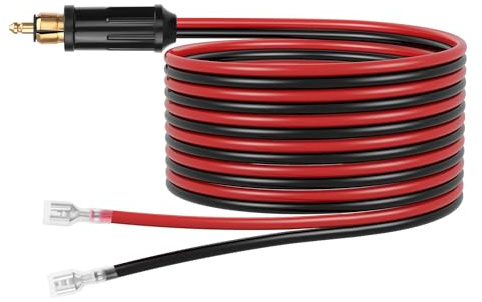 CERRXIAN DIN-Stecker für Motorrad-Zigarettenanzünder auf 6,3-mm-Flachstecker-Crimp-Anschlusskabel, 12-V-Ersatz-Europäischer Stecker, 14 AWG 6,3-mm-Flachstecker-Crimp-Anschlusskabel (2 m)