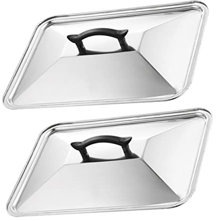 Cabilock 2piezas Cubiertas Inoxidable Para Bandejas De Comida Tapas Protectoras Tapas Multiusos Unidades