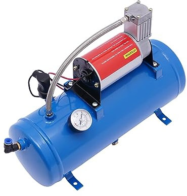 Luftkompressor Auto Druckluft Kompressor Mit 6L Tank Air Horn Kit Luft Trompeten Compressor Lufttrompete Kompressor für Autoreifen Automobilmotoren Fahrräder Bälle Spielzeug Boote Luftbremsen usw