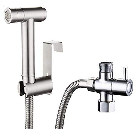 Tragbarer Reisesprüher zum Anschluss an die Handbrause mit Wasserhahn-Mischbatterie – WC-Sprühpistolen-Set aus Edelstahl 304, kleine, duschfreie Toilette mit Dual-Mode-Funktion, zur Wandmont