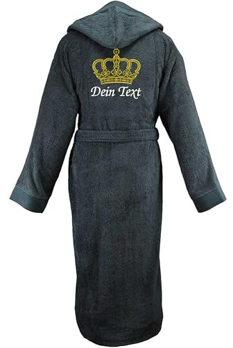 PERSOGO Bademantel mit Namen oder Text - Bademantel personalisiert - Bademäntel für Damen/Männer - 100% Baumwolle Frottee - Saunamantel