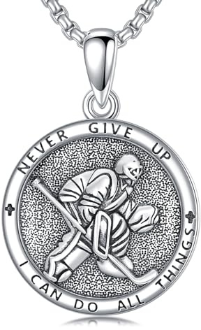 enjoylifecreative Taekwondo/Fußball/Basketball/Hockey Halskette für Herren 925 Sterling Silber Never Give Up Sport Anhänger Kette Sport Schmuck Geschenk für Männer Sportliebhaber