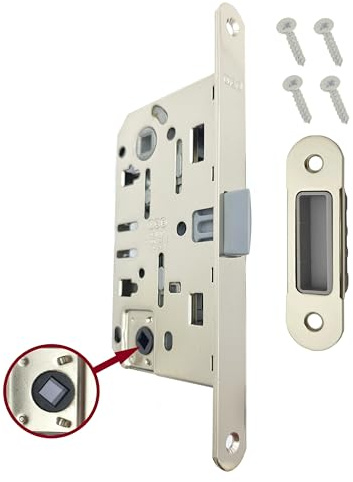 Serratura AGB Mediana Evolution con solo Scrocco Centrale per Porta Interna. (Nichelato Lucido WC)
