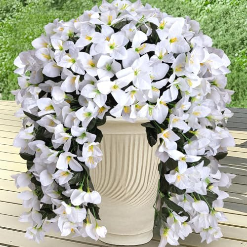 Zaphyron 2 Stück Kunstblumen Hängend Bougainvillea Künstliche Balkonpflanzen Hängepflanzen Seidenblumen Kunstblumen Wie Echt Outdoor Pflanzen für Balkon Hängeampel Terasse Balcony Freien Indoor-Dekor