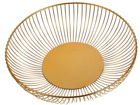 ELAYARD Panier À Fruits Doré En MéTal 28X28X7Cm Rangement Cuisine ÉLéGant Pour Collations Et Fruits Bol DéCoratif Moderne Pour Table Salle À Manger Et Comptoir