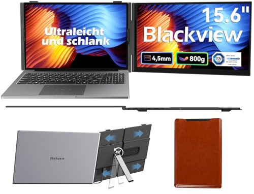 Blackview SCM8 15,6 tums laptop-bildskärmsexpansion, 100% sRGB, svagt blått ljus, dubbel skärm, 13–17 tums bärbar dator, plug and play, lämplig för PC och dator