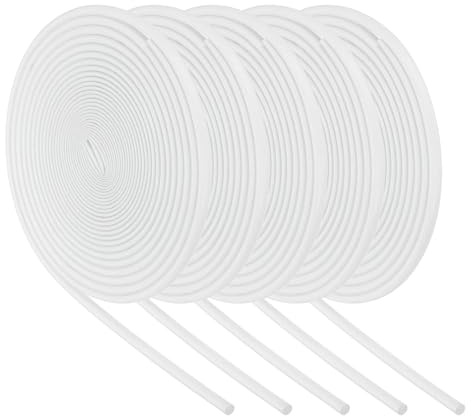 sourcing map 5Pcs Wire Insulation Braid Fire Sleeve,16.4Ft-5mm ID White, High Temp Silicone Coated Fiberglass Sleeving for Automotive Hose Lines Electrical Wiring