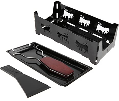 ERYUE Mini Plateau de Cuisson Antiadhésif pour Raclette au Fromage avec Poignée en Bois, Ensemble de Gril à Raclette en Acier au Carbone Durable pour un Nettoyage Facile, qualité Supérieure