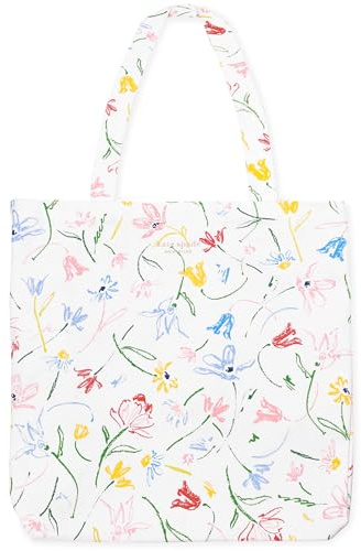 kate spade new york Canvas Tote Bag for Women, Cute Tote Bag for Work or Teacher, Canvas Beach Bag, Book Tote with Pocket (Joyful Garden)