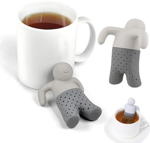 Lowats 2 Stück Teemännchen Silikon Teesieb Figur Tee-Ei für Losen Tee Cute Kreative Silikon-Tee-Ei Teesieb für Losen Tee