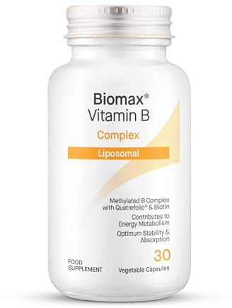 Coyne Biomax – Vitamin B Complex – High Absorption Liposomal B-Complex with Quatrefolic for Energy & Cognitive Health – Methylated Vitamin B Supplements – 30 Vegan Capsules