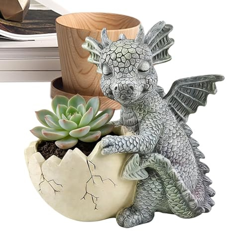 Maceteros Dragón para Jardín | Maceta para Cactus Tipo Cáscara de Huevo | Tiestos Resina Plantas de Interior - para Cactus, Interiores y Exteriores, Jardín, Balcón, Escritorio, Regalo para Amantes