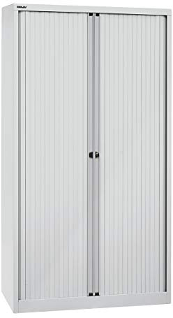 BISLEY Rollladenschrank EuroTambour, 4 Fachböden, 5 OH, Metall, Lg645 Rollladen/Korpus Lichtgrau, 43 x 120 x 198 cm