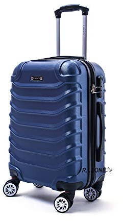 R.Leone Valigia da 1 pezzo Fino a Set 4 Trolley Rigido grande, medio, bagaglio a mano e beauty case 8 ruote in ABS 2026 (Blu, M Medio)