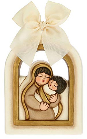 THUN - Formella con Madonna e Bambin Gesù - Decorazioni Natale Casa - Formato Medio - Ceramica - 9 x 1,8 x 14,5 h cm